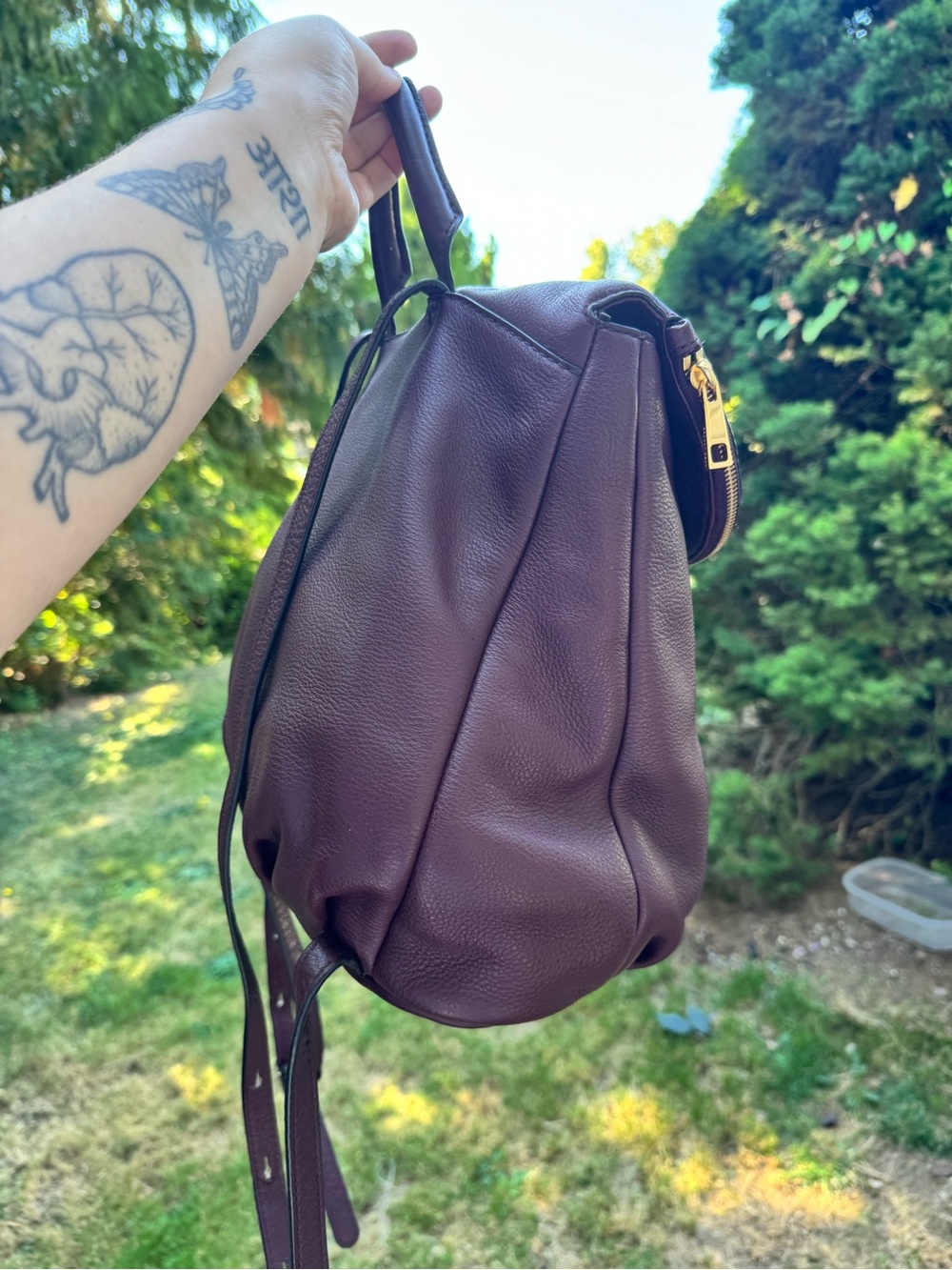 Marc Jacobs Burgundy Pebbled Leather Backpack Purse - Picture 3 of 8